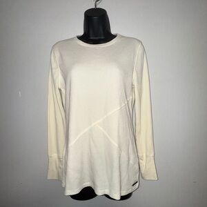 Calvin Klein Thermal Performance Crewneck Long Sleeve Top Off-White Size Large